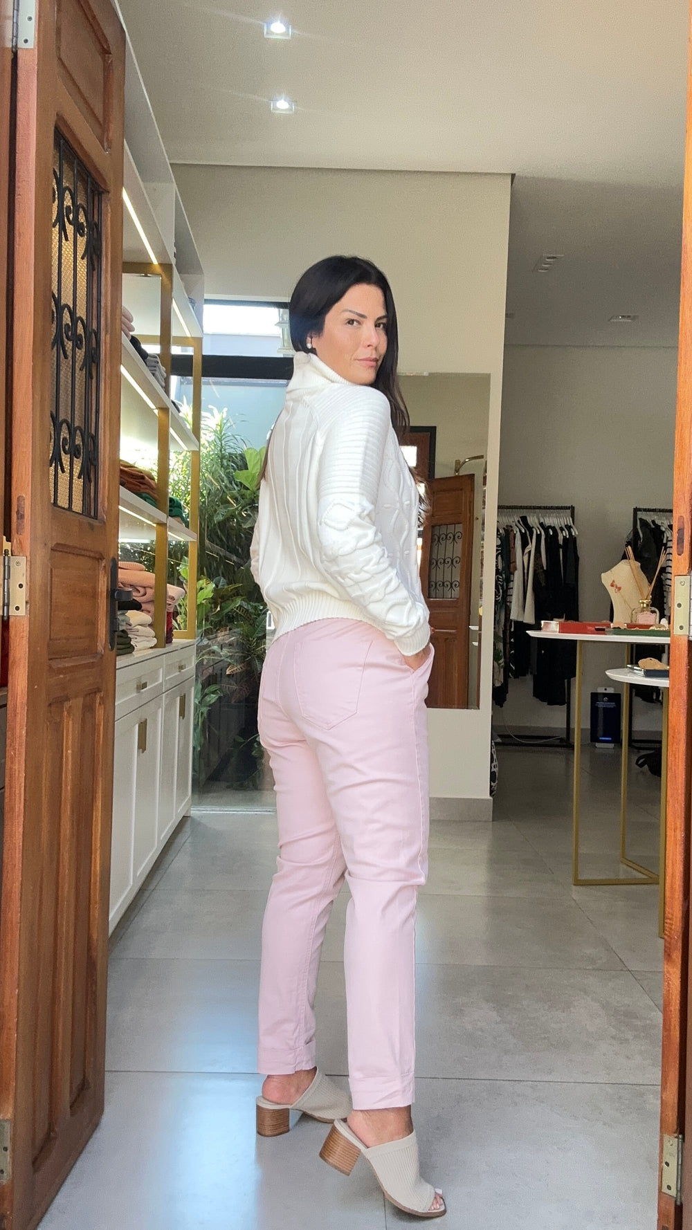 Pantalones de sarga rosa