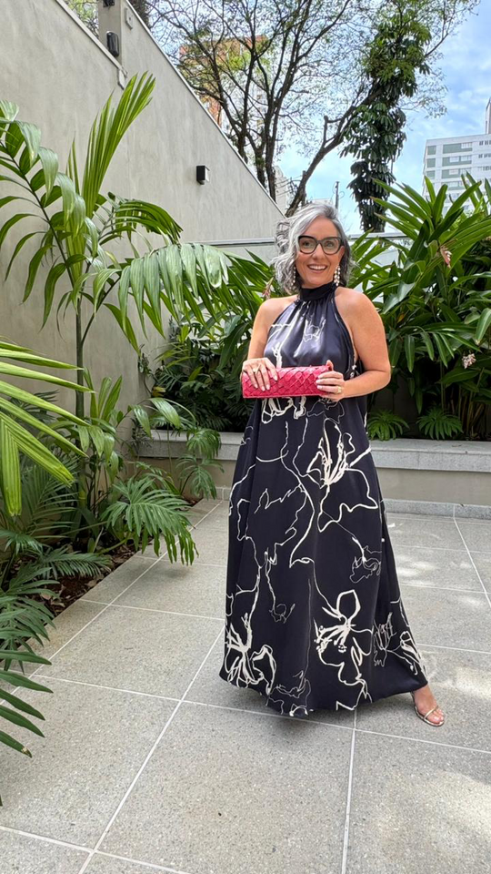 Vestido Laço Seda Pura Estampa Sakura EZILDINHA
