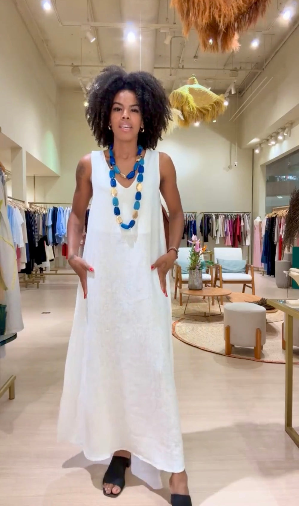 Vestido Paula Linho Off White EZILDINHA