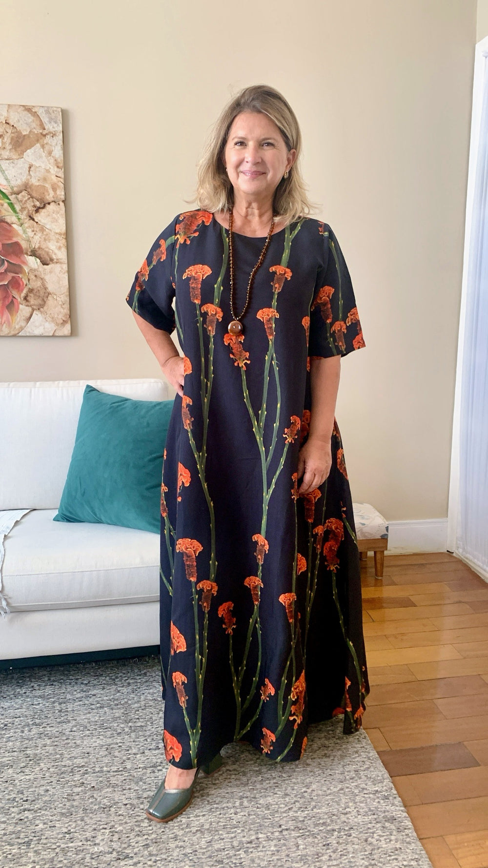 Vestido T-Shirt Maxi Flor EZILDINHA