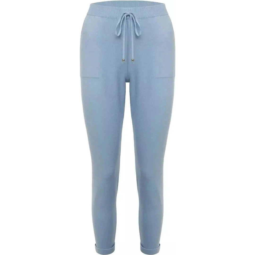 Calça em Tricô com Barra Italiana Azul CelesteAmbicione by ALSELMIThe Boutique