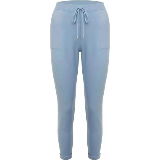 Calça em Tricô com Barra Italiana Azul CelesteAmbicione by ALSELMIThe Boutique