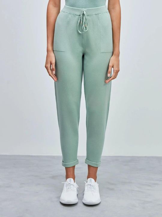 Calça em Tricô com Barra Italiana Verde ÁguaAmbicione by ALSELMIThe Boutique