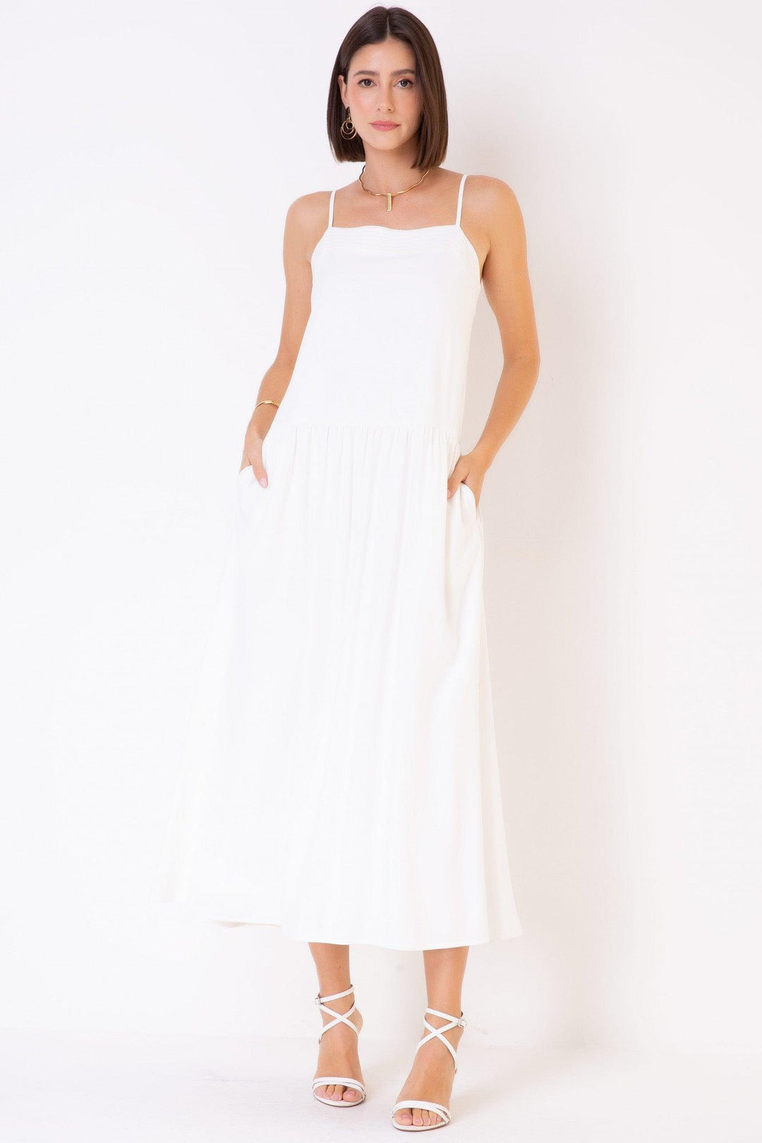 Vestido Viscose Piquet Off Whites - The Boutique Seiki
