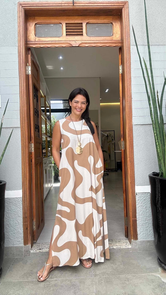 Vestido Waves Beige EzildinhaEzildinhaThe Boutique